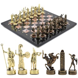 Шахматы подарочные с металлическими фигурами "Битва Титанов", 350*350мм