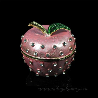 Шкатулка яблоко розовое 60*60*58мм (1872)