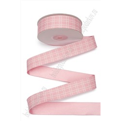 Лента тканевая двусторонняя Клетка" 2,5 см*10 ярд (SF-7536) розовый №4