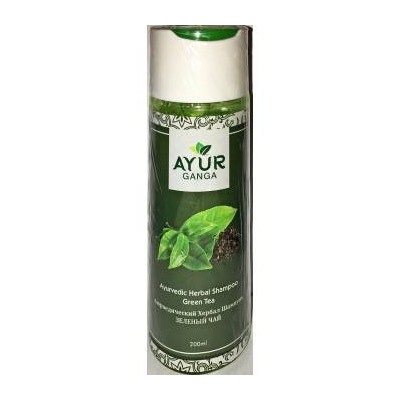 Ayurvedic Herbal Shampoo GREEN TEA, Ayur Ganga (Аюрведический хербал шампунь ЗЕЛЁНЫЙ ЧАЙ), 200 мл.