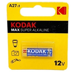 Батарейка  Kodak MAX SUPER 27A  (маленькая) 1BL  алкалиновая MN-27