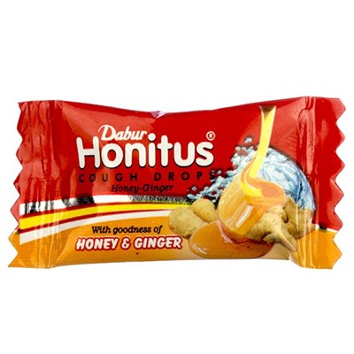 HONITUS Cough Drop, MIX, Dabur (ХАНИТУС (Хонитус) Леденцы от кашля с разными вкусами - Имбирь, Тулси, Лимон, Дабур), 1 шт.