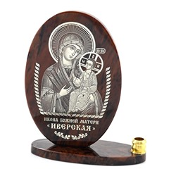 Икона из обсидиана овал со св "Иверская"  75*45*95мм