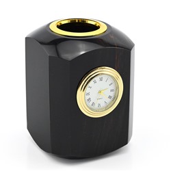Часы из обсидиана черного Карандашница 75*75*95мм.
