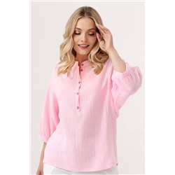 Блузка муслиновая розового цвета с объёмными рукавами