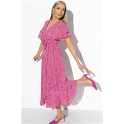 Платье шифоновое розового цвета с оборками