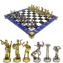 Шахматы подарочные с лазуритом "Подвиги Геракла" 335*335*90мм