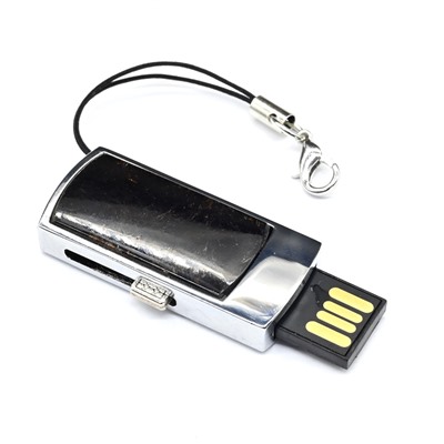 Сувенирная флеш карта USB на 32GB с астрофиллитом, серебристая