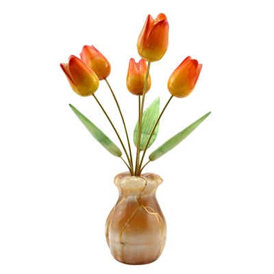Ваза из селенита "Тюльпан"  (5 цв.) селенит б  85*85*300мм.
