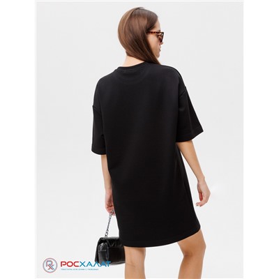 Трикотажное женское платье-футболка оверсайз Lingeamo черное ВП-09 (7)