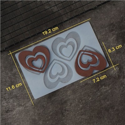 Силиконовый мат для отливки шоколада «Двойные сердечки»