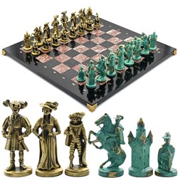 Шахматы подарочные с металлическими фигурами "Рококо", 450*450мм