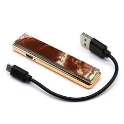 Зажигалка подарочная USB с накладкой из яшмы 86*20*10мм.