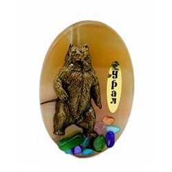 Сувенир магнит, уральские самоцветы "Медведь стоит", 60*90мм