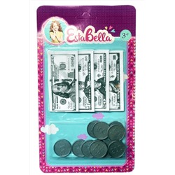 EstaBella. Денежный набор с банкнотами и монетами для супермаркета "Доллары" на блист. арт.89307