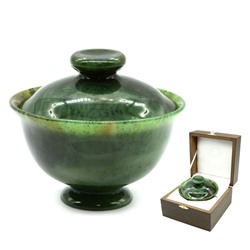 Чаша с крышкой для чайной церемонии "Гайвань" камень нефрит