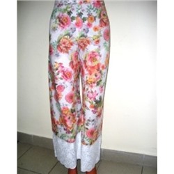 Женские индийские хлопковые брюки ПАЛАЦЦО с цветочным принтом на резинке (разные цвета, размер XXL, 100% хлопок (батист)), 1 шт.