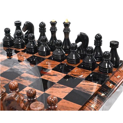 Шахматный стол из камня обсидиан 430*430*860мм