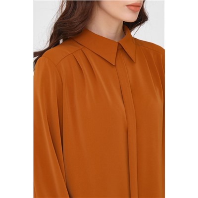 Блуза с бантовой складкой оранжевого цвета