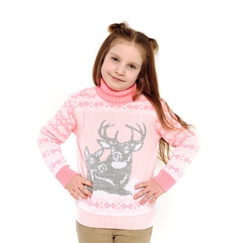 Мягкий теплый свитер с оленями, 134 размер