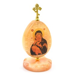 Яйцо из селенита на подставке с крестом "Б.М.Владимирская" 47*47*105мм