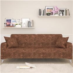 Чехол для дивана Цветочный узор на коричневом фоне