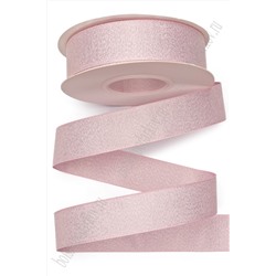 Лента репсовая с люрексом 2,5 см*20 ярд (SF-7335) светло-розовый №123/серебро