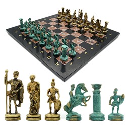 Шахматы подарочные с металлическими фигурами "Римляне", 350*350мм