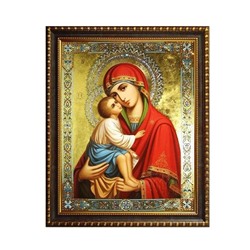 Алмазная мозаика на подрамнике 27*33см Икона Донская Божьей матери AL8722