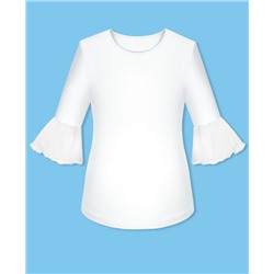 Джемпер (блузка) для девочки с воланами,белый 84095-ДШ21