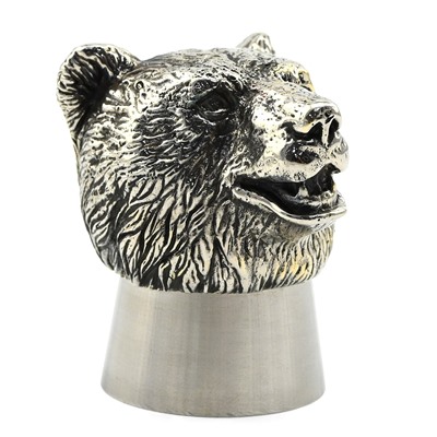 Рюмка подарочная из бронзы с никелем "Медведь" 55*41*55мм.