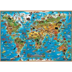 Настольная иллюстрированная карта мира. Животные (односторонняя)  58х41см.