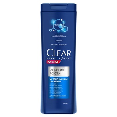 CLEAR Шампунь п/перхоти 380ml Men  Энергия роста укрепляющий