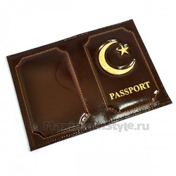 Обложка для паспорта "Полумесяц и звезда" (brown)
