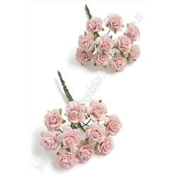 Тайские бумажные цветочки 1,5 см на веточке "Розочка" (20 шт) R8/122, нежно-розовый