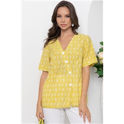 Блузка жёлтая с асимметричной застёжкой на пуговицы