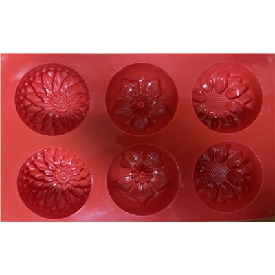 Силиконовая форма для кексов Цветочки (6 ячеек)