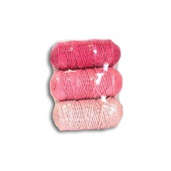 Набор шнуров хлопковых 3мм (розовый+светло розовый+пудровый)