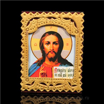 Икона из бересты "Иисус Христос" 50*65*5мм