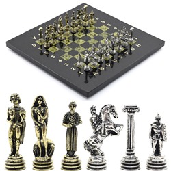 Шахматы подарочные с металлическими фигурами "Воины", 250*250мм