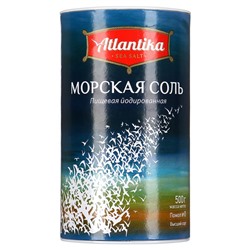 Соль морская пищевая йод туба 500гр Атлантика 1/10шт