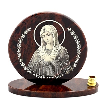 Икона из обсидиана круглая со св."Умиление" д.85