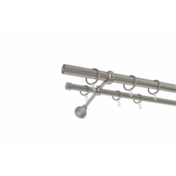 Карниз металлический 2-рядный хром матовый, гладкая труба, ø25 мм  (df-100168)