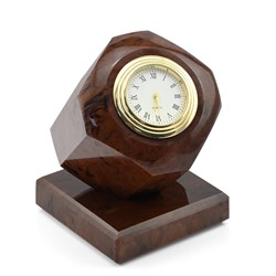 Часы из обсидиана коричневого "Бочка" 70*90*100мм.