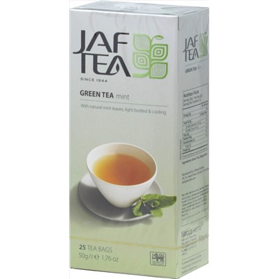 JAF TEA. Зеленый. Мята карт.пачка, 25 пак.