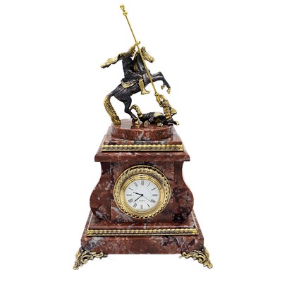 Часы каминные из креноида "Георгий победоносец" 180*155*325мм.