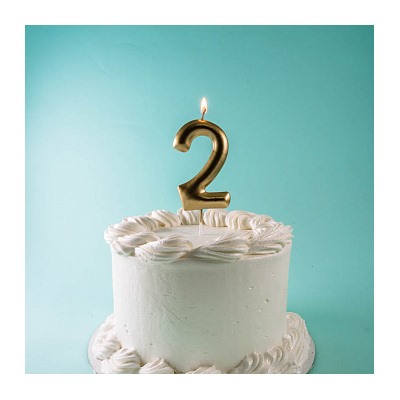 Свеча для торта "Цифра 9", золотая 8,5 см