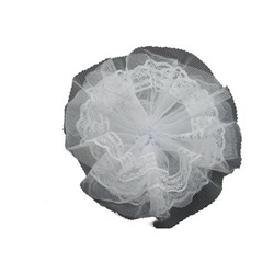 Бант-резинка Белый  Капрон-сетка с кружевом 17см (6)
