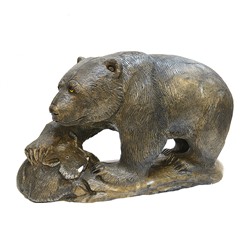 Скульптура из кальцита "Медведь с Кабаном" 460*170*265мм
