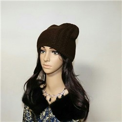 Женская шапка "МонИ" вязаная, демисезон, цвет медведь.